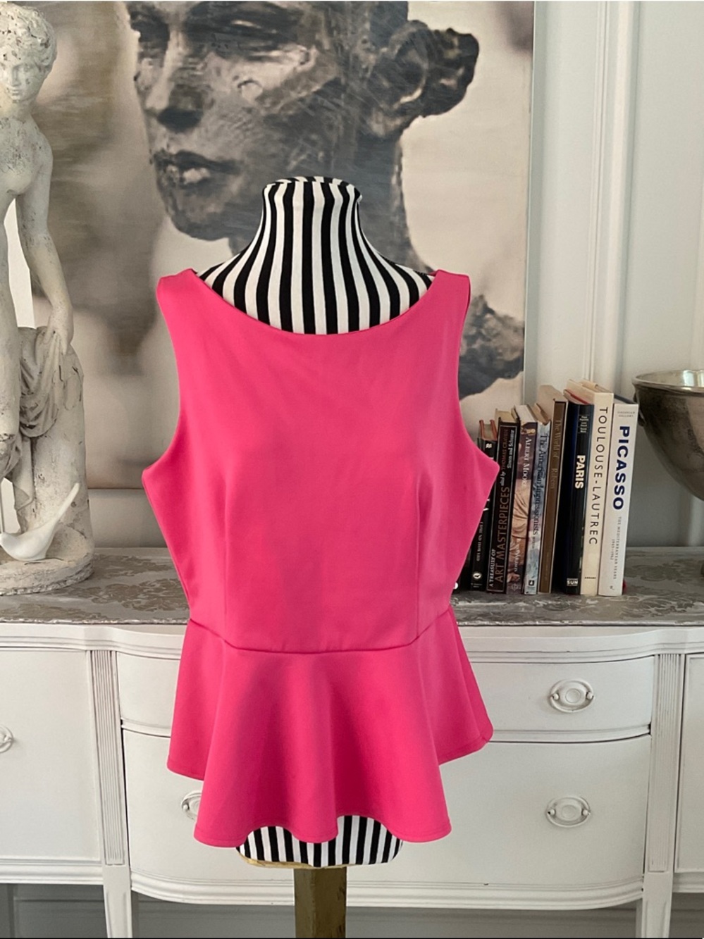 Bisou Bisou Women's Peplum Top in Lipstick Pink